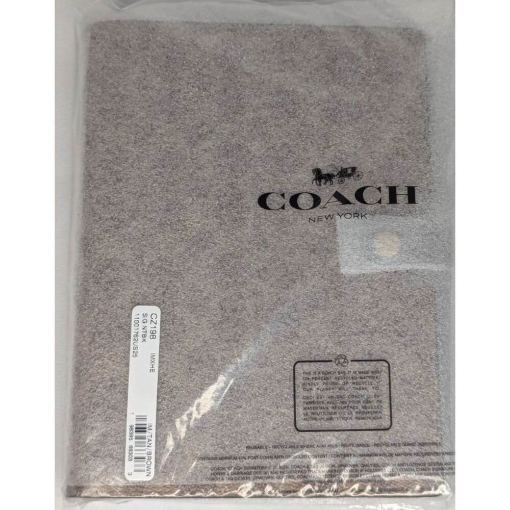 Coach Notebook in Signature Canvas w/ Smooth Leather Details - Khaki, NWT - Picture 5 of 5